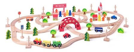 Woody toys houten treinbaan 90-delig 93062