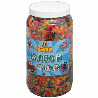 Strijkkralen Hama 13.000 stuks neon in pot