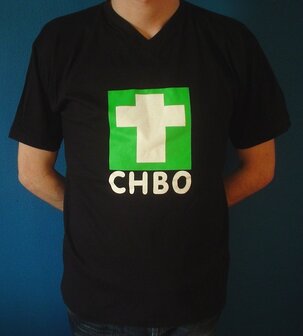 Heren t-shirt zwart met opdruk CHBO