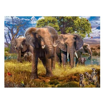 Ravensburger Olifantenfamilie puzzel 500 stukjes gedeukt hoekje