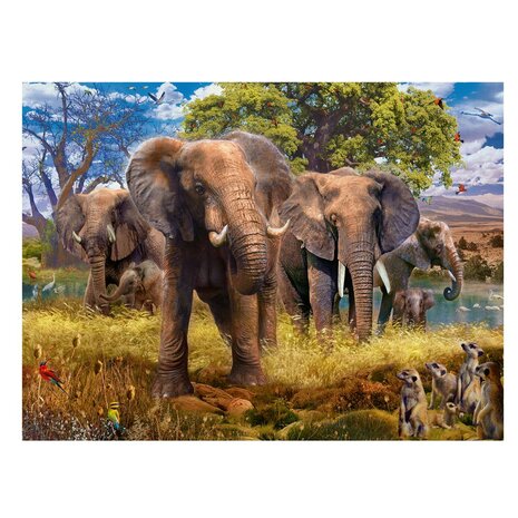 Ravensburger Olifantenfamilie puzzel 500 stukjes gedeukt hoekje